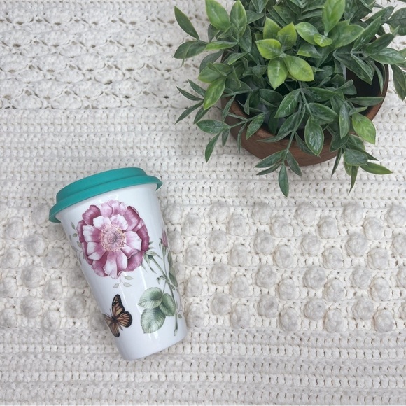 LENOX AMERICAN BY DESIGN Butterfly Meadow Ceramic Tumbler Decorative Travel Mug - Picture 3 of 14